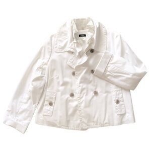 J. CREW Ruffle (button-off) Collar Trench in White Cotton w Natural Buttons — 2